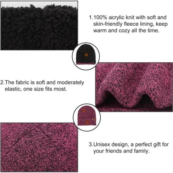 Beanie Hat Scarf and Glove Set, 3-Piece for Women